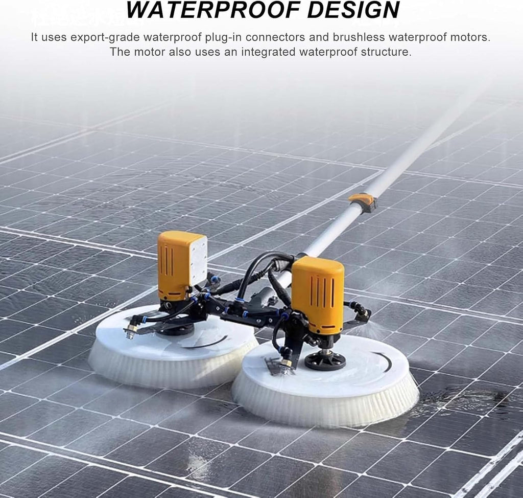 7.5M Water Supply Pole Kit, Outdoor Window Roof Glass Cleaner Tool with Telescopic Pole, Electric Rotary Cleaning Brush, Double Head Solar Panel Cleaning Equipment (Wired)
