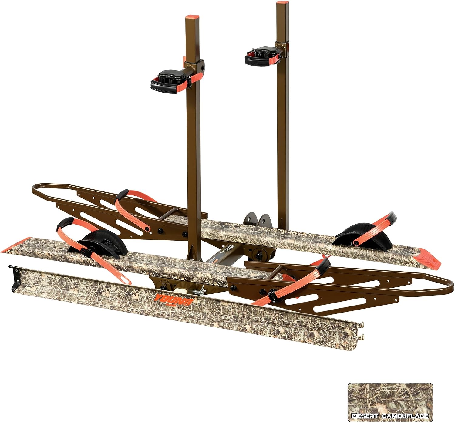 Young Hitch Bike Rack for 2 E-Bikes, Heavy Duty Platform Carrier, 200lbs Capacity, Foldable, Fat Tire, Electric Bike, Hitch Mount, SUV, Truck, RV, Car, 2' Receiver, Anti-Wobble, Camo
