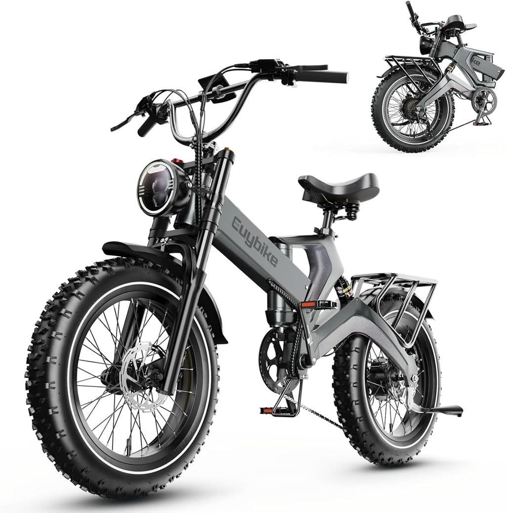 bluebiko 2000W/3000w Peak Electric Bike for Adults, 48V 35AH/52v 30AH Removable Battery, 100+Miles Long Range Foldable Electric Bike, 20'x4.0' Fat Tire, All Terrain Ebike