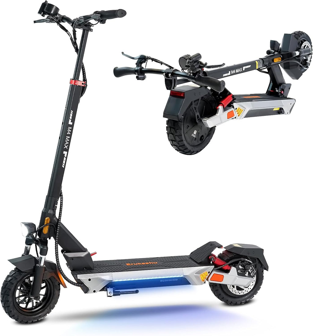 Electric Scooter Adults 1600/2000W Motor 50 Miles Long Range & 30/35 MPH Top Speed 10' Off Road Tire Folding E-Scooter 48V 20.8AH Battery Kick Scooter with Detachable Seat for Commuter Outdoor
