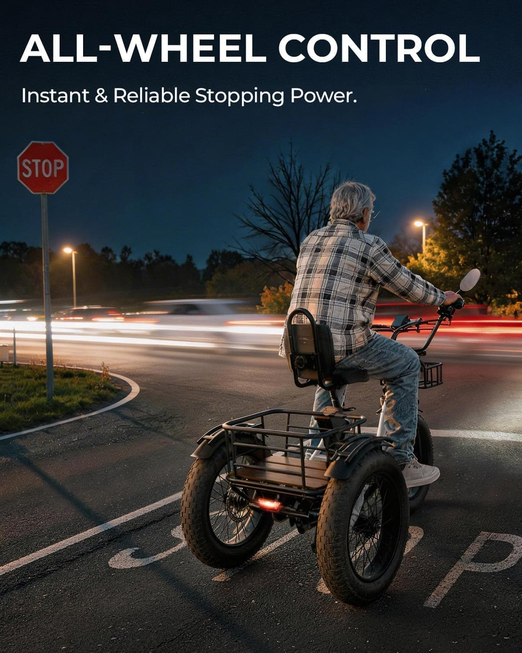 Skeri Electric Tricycle for Adults, 750W(Peak 1350W) Motor Etrike, 20'x4' Folding Fat Tire Electric Trike, 48V13Ah Battery, 3-Wheel Electric Bike, 20MPH, Front & Rear Basket & Differential