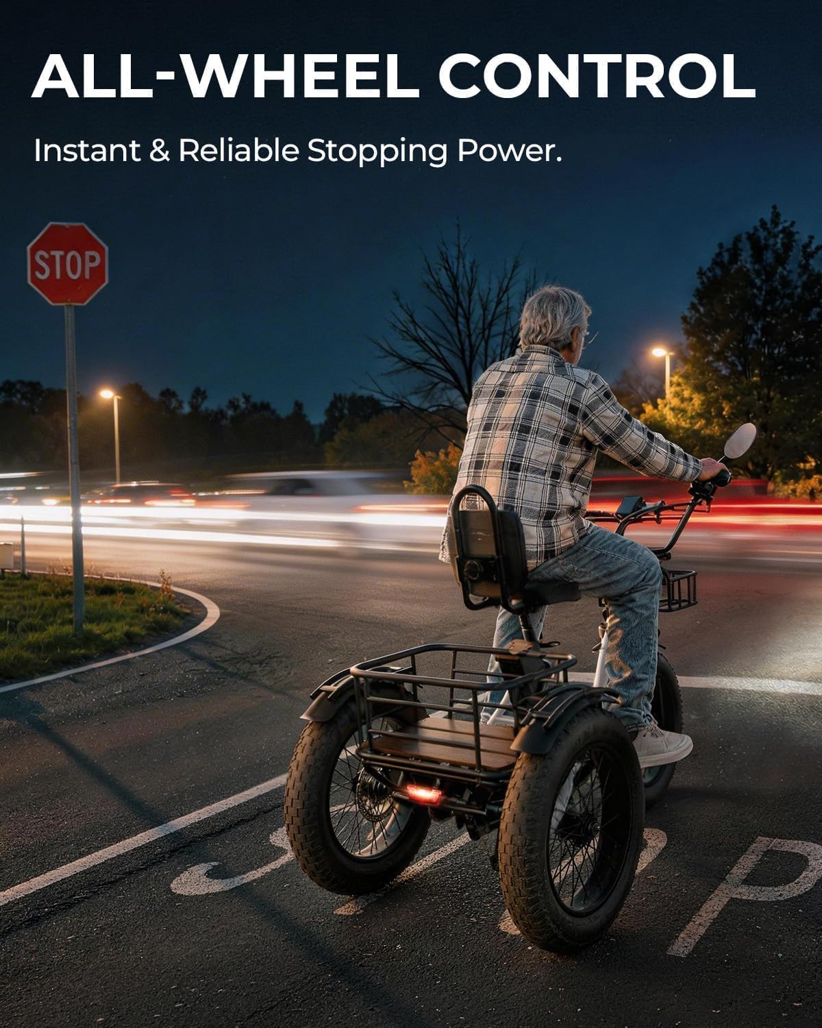 Skeri Electric Tricycle for Adults, 750W(Peak 1350W) Motor Etrike, 20'x4' Folding Fat Tire Electric Trike, 48V13Ah Battery, 3-Wheel Electric Bike, 20MPH, Front & Rear Basket & Differential