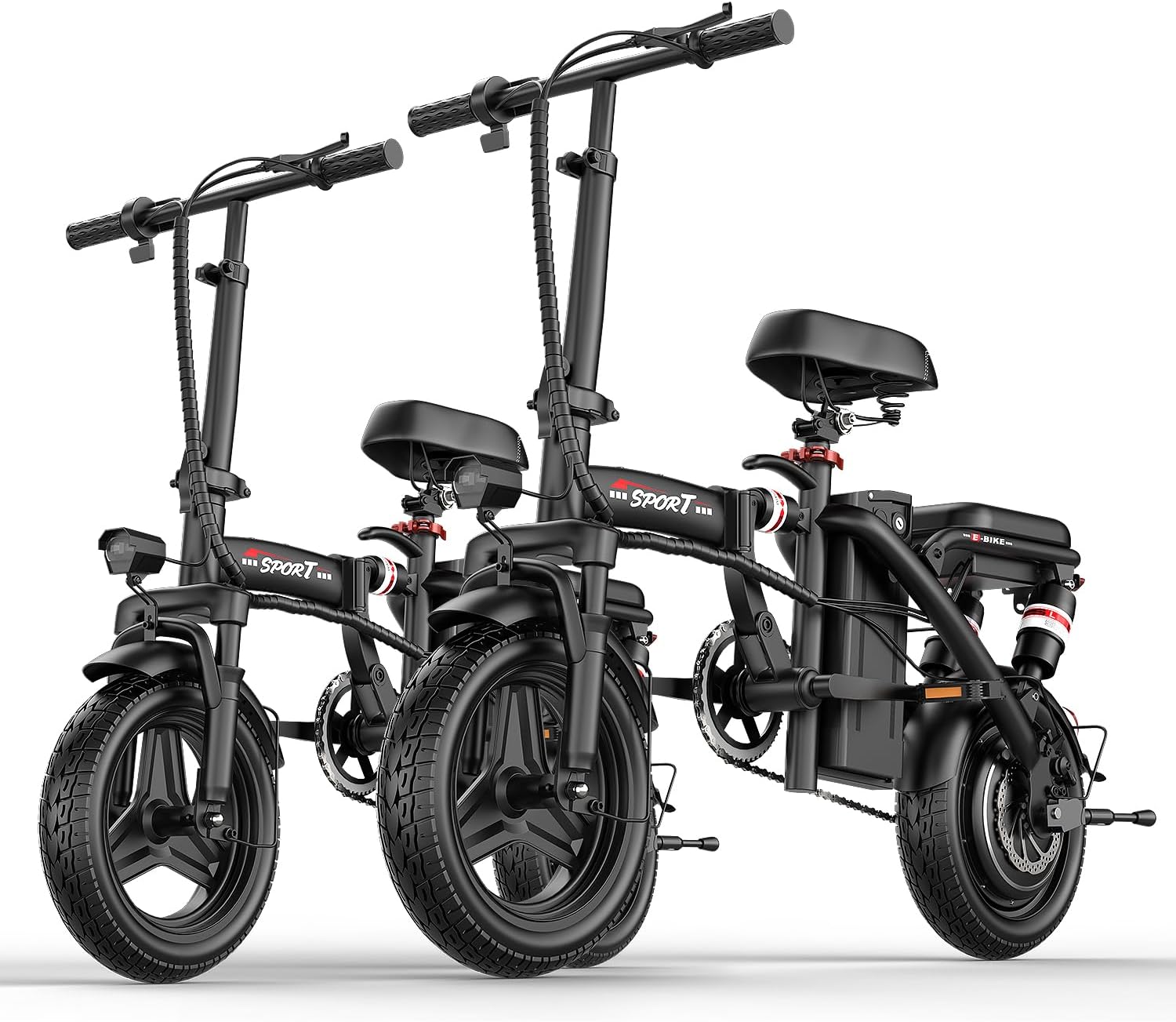 AZHAR Foldable Electric Bike for Adults Teens, 1200W Peak Motor, Up to 25 MPH, 45 Miles PAS Range, Dual Suspension, 14' Tires, 3-Speed Modes, Compact & Portable Electric Mini Bike, Commuting Ebike