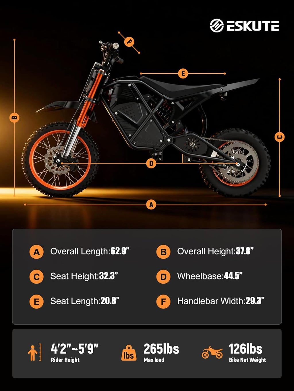 ESKUTE Motorcycle for Teens Adults, Mid-Drive Motor 3500W Peak, Electric Motorcycle 48V23Ah Battery, Hydraulic Brake，53Mile,38mph, Hydraulic Nitrogen Shock Absorbers, 1Graffiti