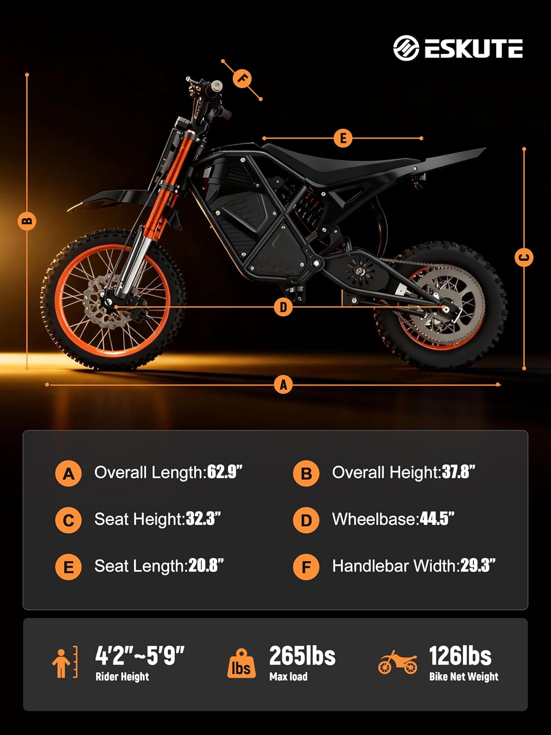 ESKUTE Motorcycle for Teens Adults, Mid-Drive Motor 3500W Peak, Electric Motorcycle 48V23Ah Battery, Hydraulic Brake，53Mile,38mph, Hydraulic Nitrogen Shock Absorbers, 1Graffiti