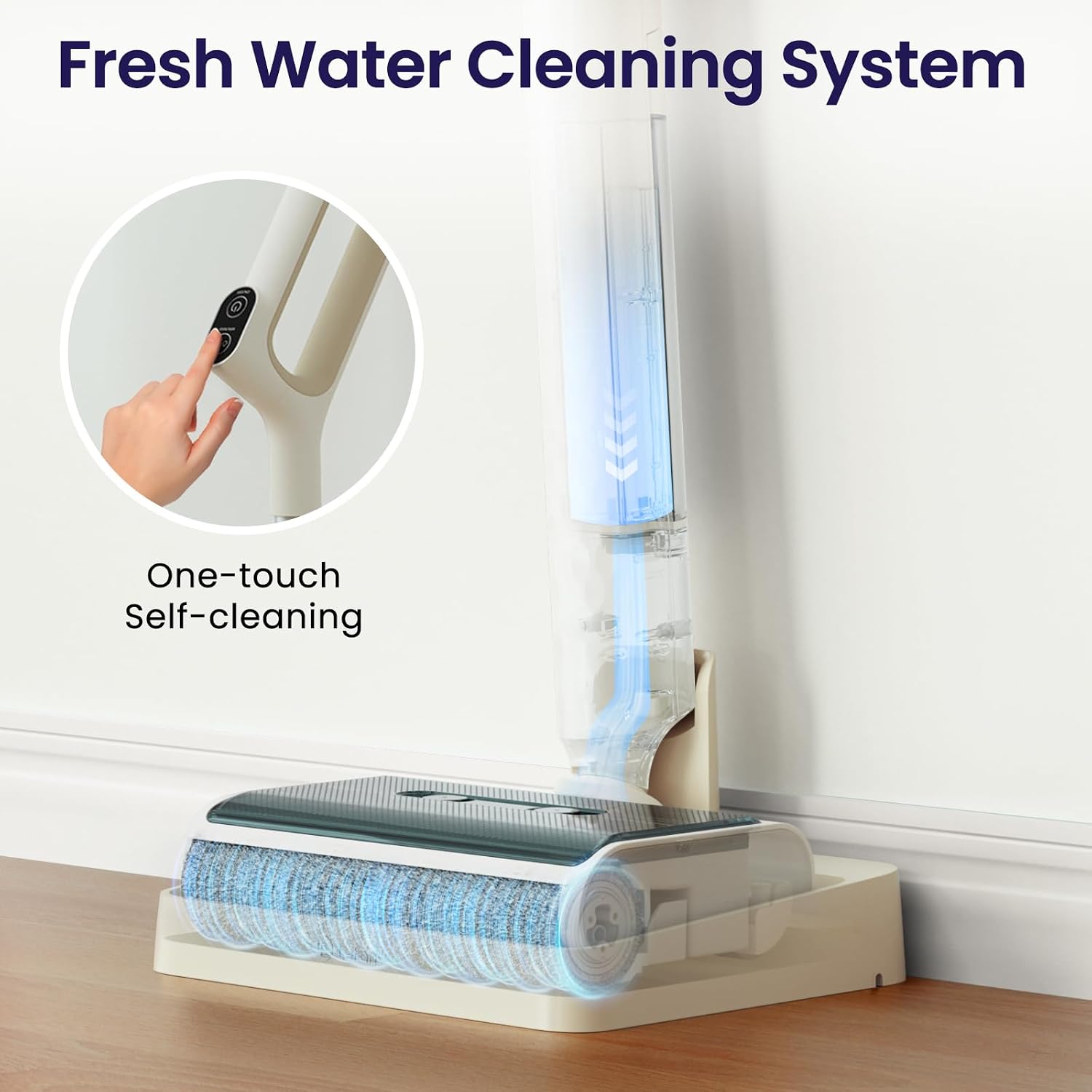 Lefant Cordless Wet Dry Vacuum Mop,Vacuum Cleaner for Home with 60 Mins Runtime,180° Lay-Flat,2 Adjustable Cleaning Modes,Anti-Tangle,Lightweight Stick Vacuum for Carpet,Pet Hair,Hardwood Floor LS100