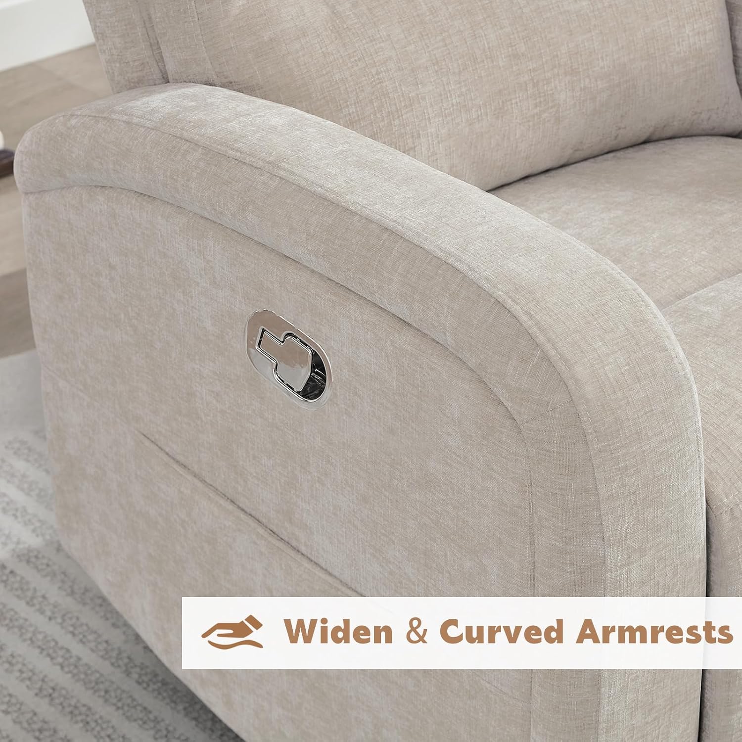 Swivel Rocker Recliner Glider Rocking Chair for Nursery, Manual Swivel Recliner Chair for Living Room, Camel Nursery Rocking Chair Recliner, Chenille Fabric