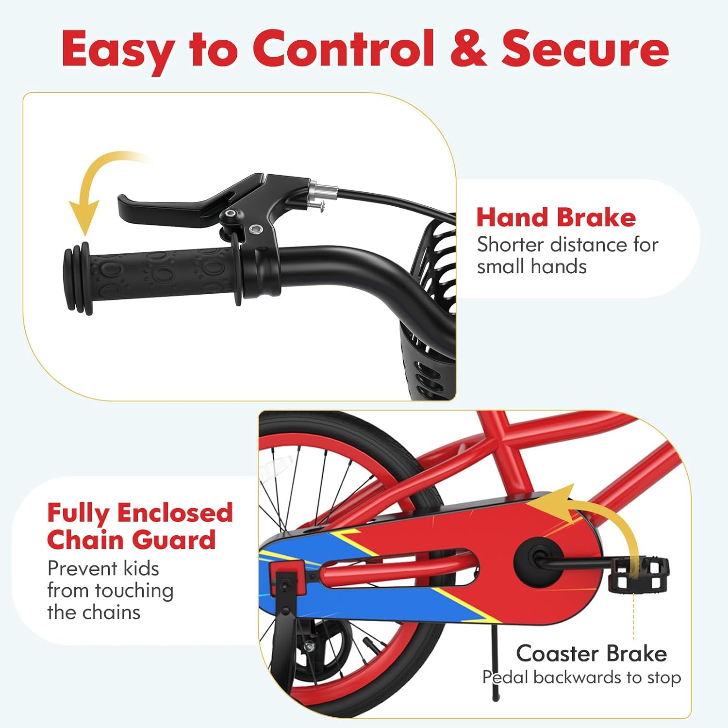 COSTWAY Kids Bike, 12 14 16 18 20 Inch Toddler Bike for Boys & Girls Aged 3-8 Years Old, Kids Bicycle w/Removable Training Wheels, Handbrake & Coaster Brake, Basket, Bell