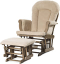 Child Craft Cozy Glider Rocker and Ottoman Set, Smooth Quiet Gliding Motion, Padded Cushion with Convenient Storage Pockets, Solid Wood Base & Frame (Dusty Heather with Beige Cushion)