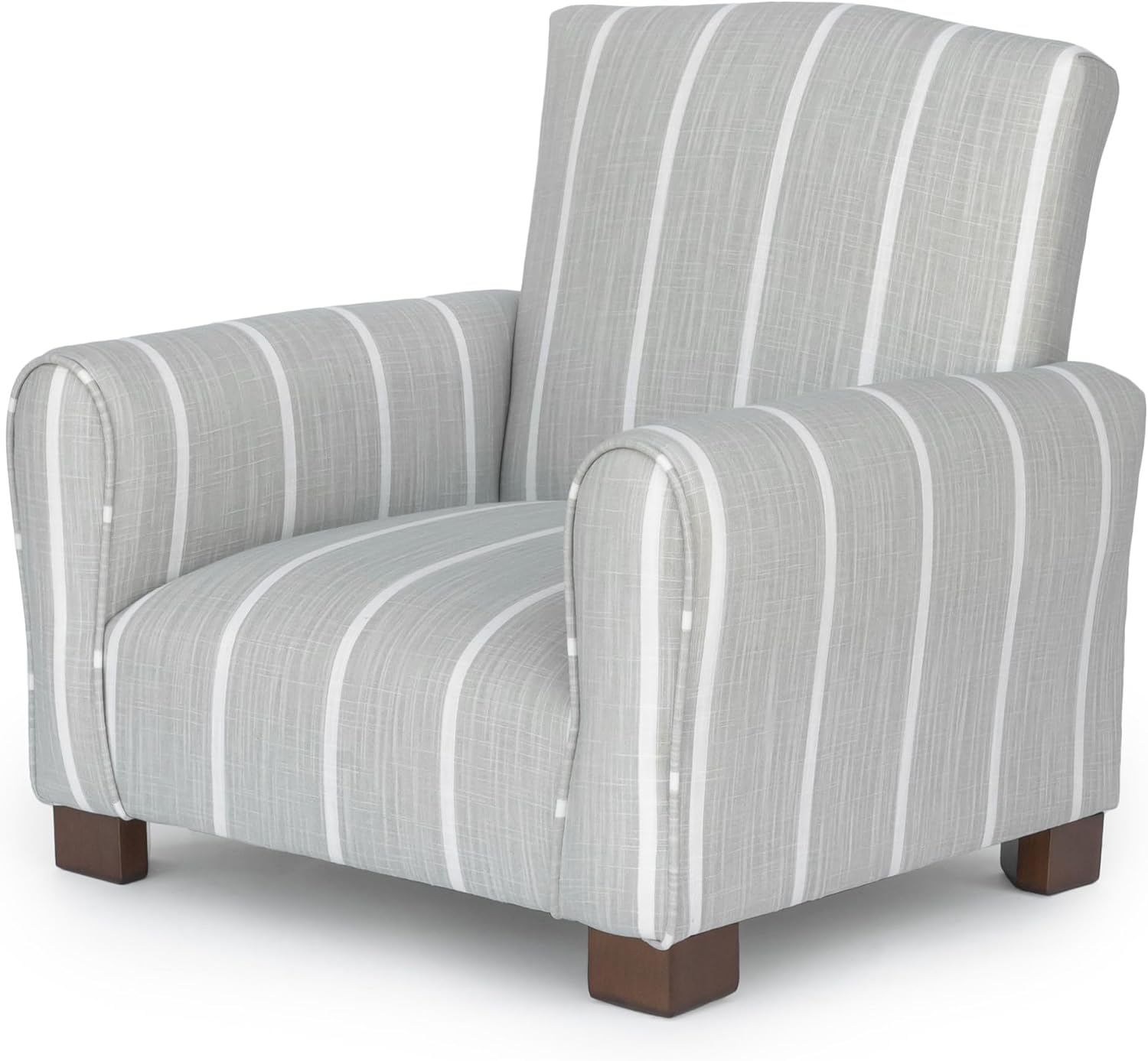 Kid Rocking Chair for Toddlers, Child Chair for Little Kids, Upholstered Toddler Armchair for Children, Comfy and Cute Little Kid Chairs (Legs, Gray Stripe Linen)