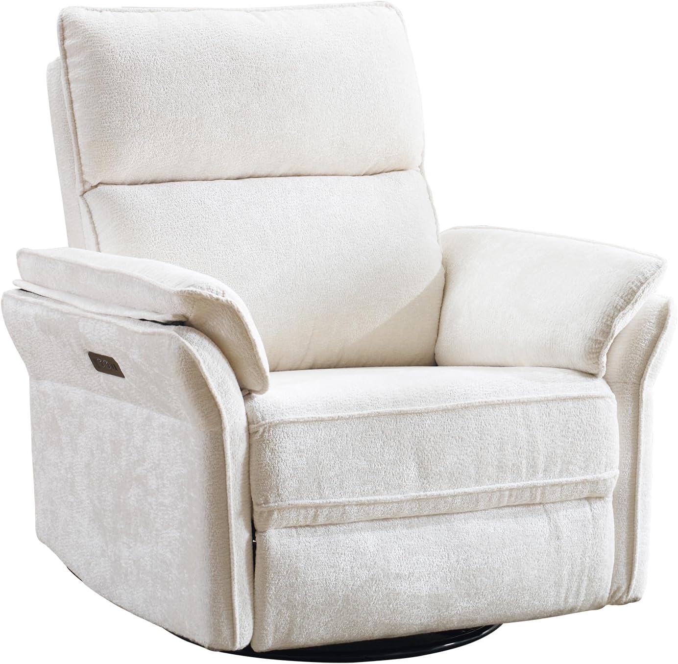 Power Nursery Rocking Chair with Massage and Heat,Swivel Rocker Recliner with Adjustable Headrest,Glider Recliner Nursery Chair for Breastfeeding,Nursery Rocker Recliner for Living Room,White