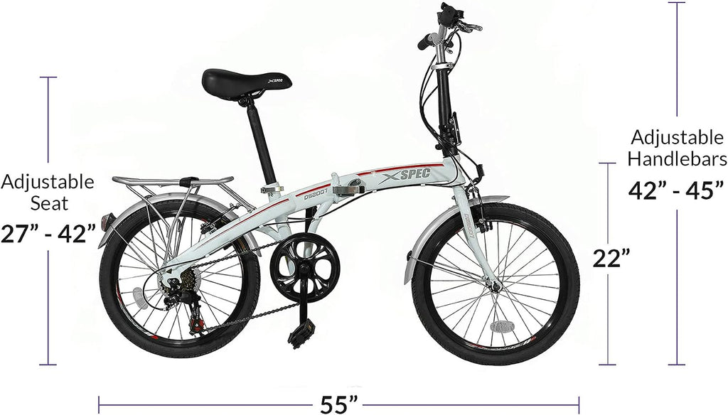 Xspec 20' 7 Speed Folding Compact City Commuter Bike (NOT an Electric Bike)