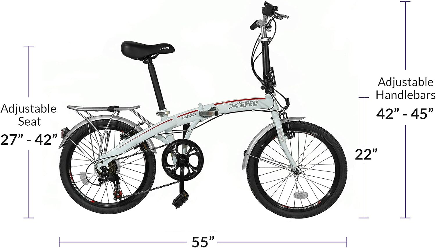 Xspec 20' 7 Speed Folding Compact City Commuter Bike (NOT an Electric Bike)