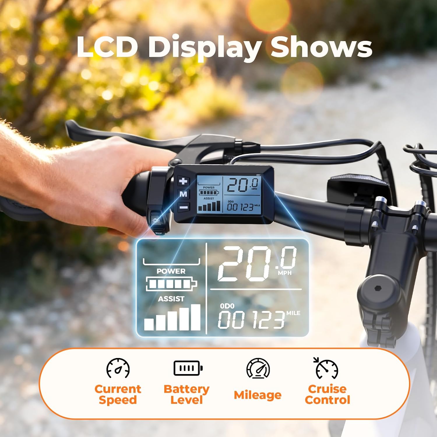Electric Bike, 1500W/1000W/750W Peak Motor, 80/70/55 Miles Range & 20MPH Speed, 26'' Tires, APP Control E Bike, Shock Absorber, Adjustable Seat, Commuting Electric Bike for Adults