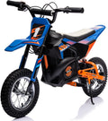 24V Electric Dirt Bike for Kids, 250W Strong Motor 13.6MPH Fast Speed Electric Off-Road Motorcycle, Mini Dirt Bike with Rear Wheel Suspension, Chain-Driven, Leather Seat, Disc Brake, Blue