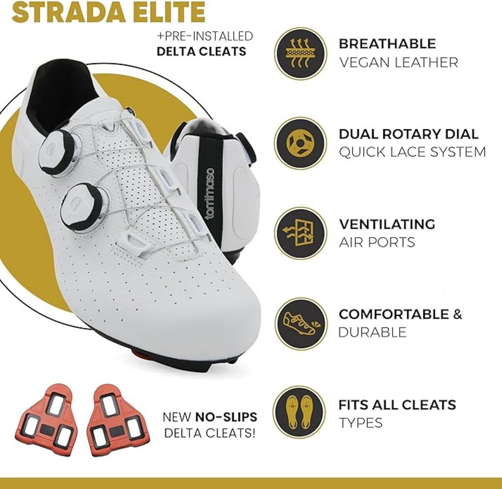 Tommaso Strada Mens SPD & Peloton Shoes—Ready-to-Ride with Peloton Delta Cleat or SPD Cleats for Indoor Bikes—Explore Vareity Cycling Shoes & Bike Accessories.
