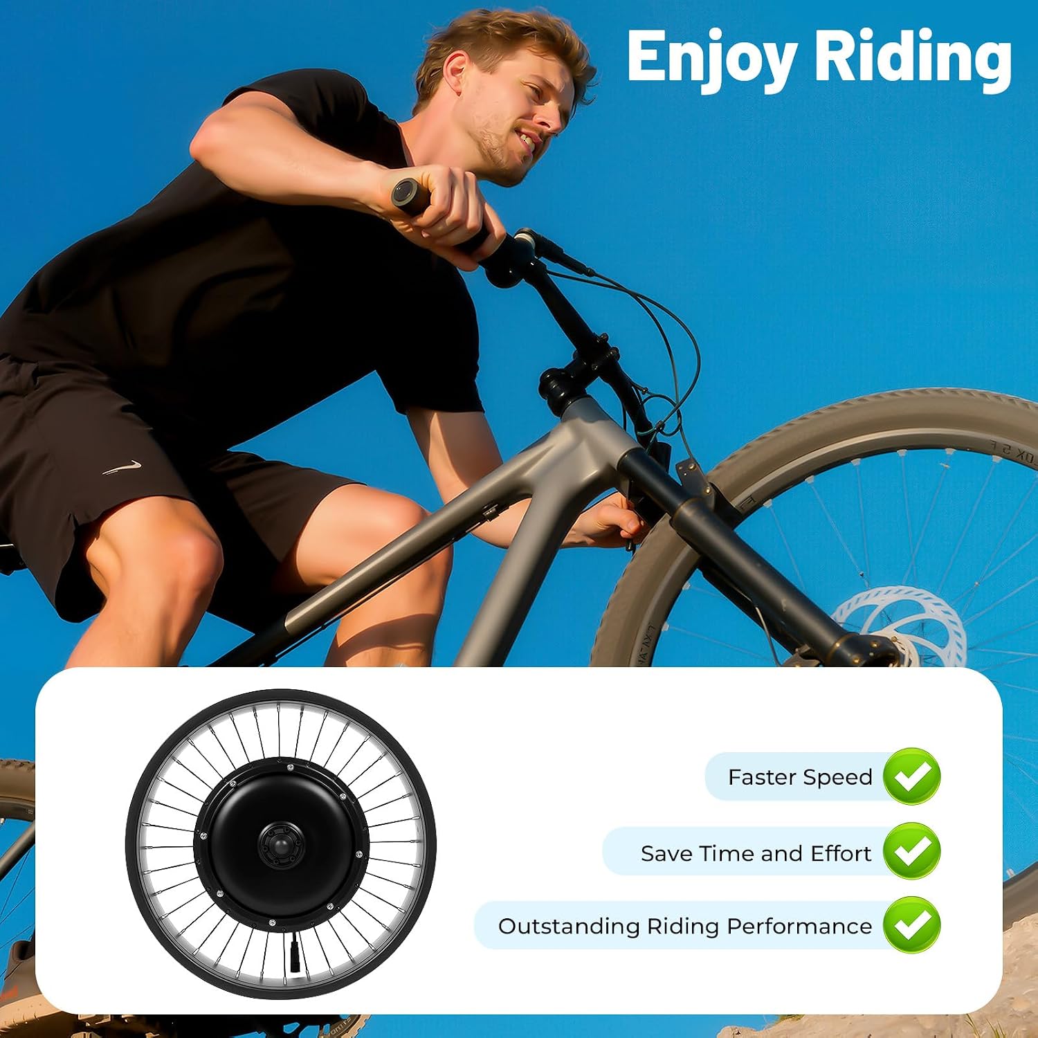 20' 48V 1000W Electric Fat Bike Conversion Kit Front Wheel E-Bike Hub Motor Conversion Kit for Fat Tire Bike Frame Ebike Wheel Kit Cycling Brushless Gearless Hub Motor Kit