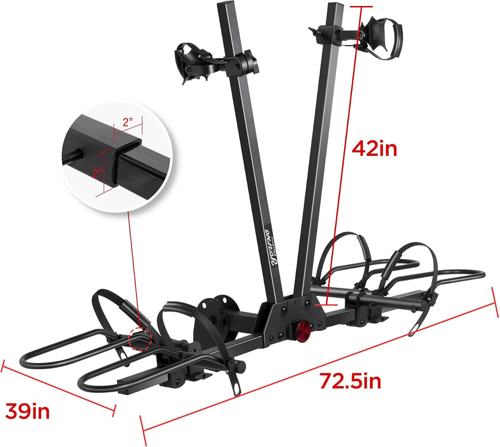 Young Hitch Mounted 2-Bike Rack with Two Posts for Standard, Mountain, Fat Tire Bikes, fit Car, SUV, Van, RV, Trailer, 200 lbs. Capacity
