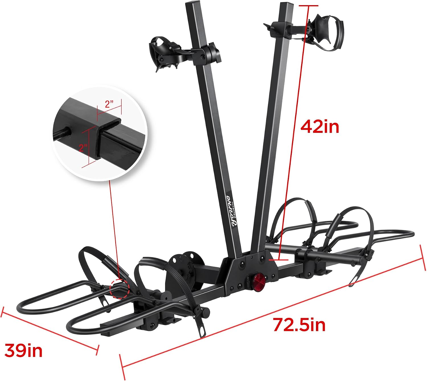 Young Hitch Mounted 2-Bike Rack with Two Posts for Standard, Mountain, Fat Tire Bikes, fit Car, SUV, Van, RV, Trailer, 200 lbs. Capacity
