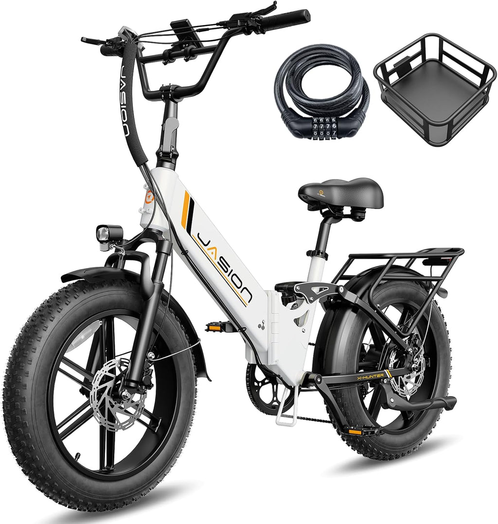 Jasion X Hunter ST 20' Electric Bike for Adults,Peak 1400W Motor,30MPH Max Speed Foldable Ebike,71 Miles Range Folding E Bicycles,624WH Battery,Hydraulic Disc Brakes,UL 2849 Certified