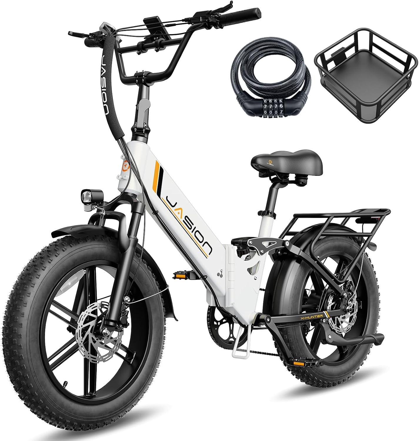 Jasion X Hunter ST 20' Electric Bike for Adults,Peak 1400W Motor,30MPH Max Speed Foldable Ebike,71 Miles Range Folding E Bicycles,624WH Battery,Hydraulic Disc Brakes,UL 2849 Certified