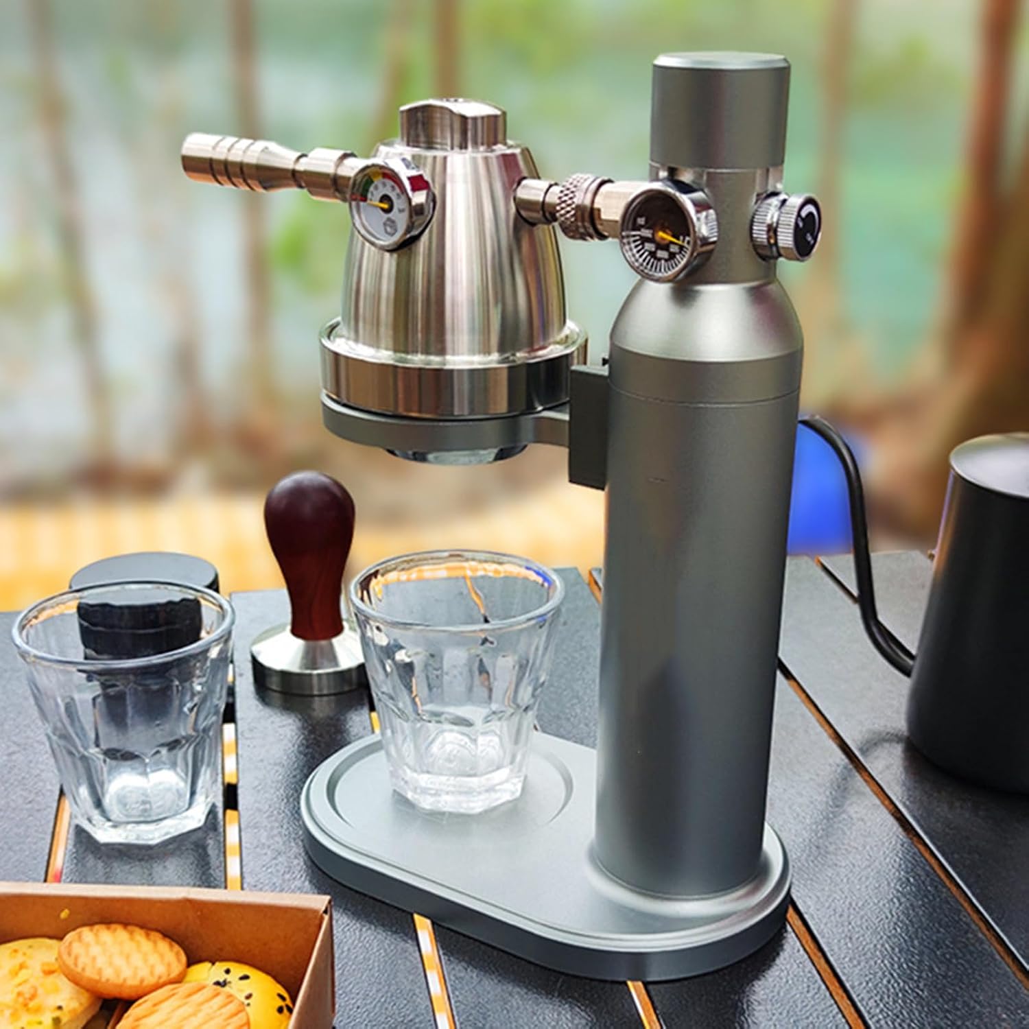 10bar Pneumatic Coffee Machine, Variable Pressure Espresso Machine, Bar Latte Cappuccino Maker, Stand Height Adjustable, 58.5mm Powder Bowl, for Cappuccino