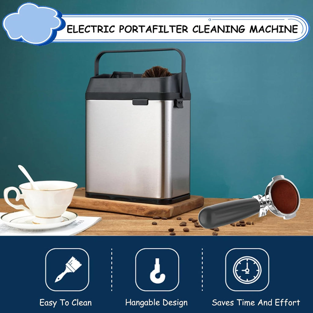 Portafilter Cleaner Electric, Electric Coffee portafilter Cleaner Espresso Tapping Box, 300 RPM Electric Portafilter Cleaning Machine, for 58mm Coffee portafilter Black