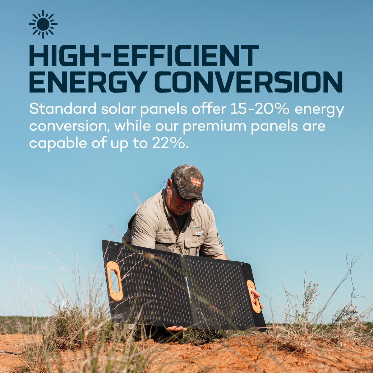 NEBO Reliance Solar Panel, Foldable, Packable and Lightweight Panel has 22% Sunlight to Solar Energy Conversion Rate to Keep Phones, Tablets, Power Stations, and Other Devices Fully Charged, 50 Watt