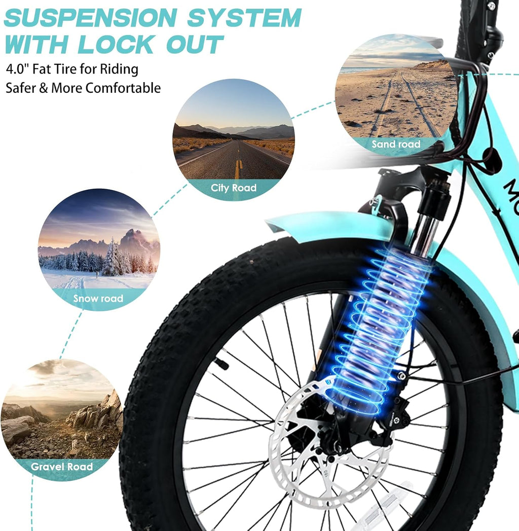 ABORON Electric Tricycle for Adults, 750W 48V Electric Trike/Suspension Fork,Three Wheel Electric Bicycle/48V 14.5Ah Removable Battery, 7 Speeds Fat Tire Electric Tricycle with Large Basket