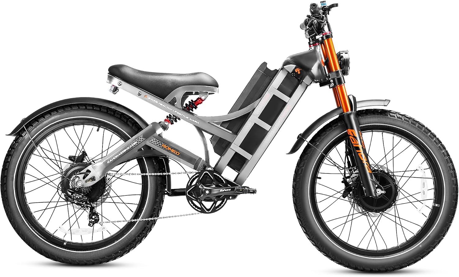eAhora Romeo Pro 3 [2026] Peak 5600W Electric Bike for Adults 50Mph, 60V 80Ah Battery 250 Miles,Long Range Dual Motors Ebike,26'*4.0 Fat Tire Full Suspension