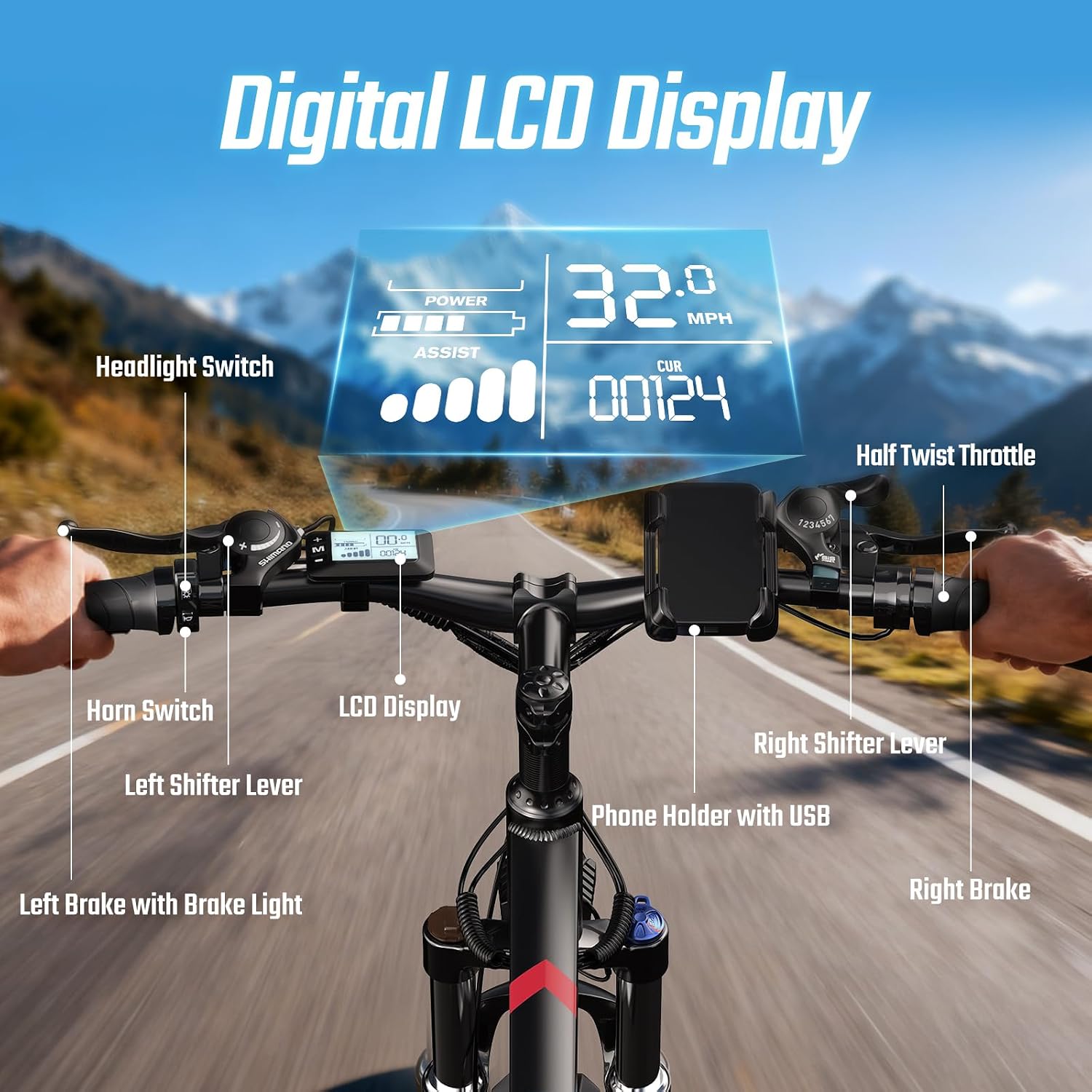 2000W Ebike for Adults, 80 Mile 35MPH Electric Mountain Bike, 48V 840WH Aluminum Electric Bicycle, 21-Speed Gears E Bike, Dual Disc Brakes with Brake Taillight, 27.5' Tire, Front Dual Suspension