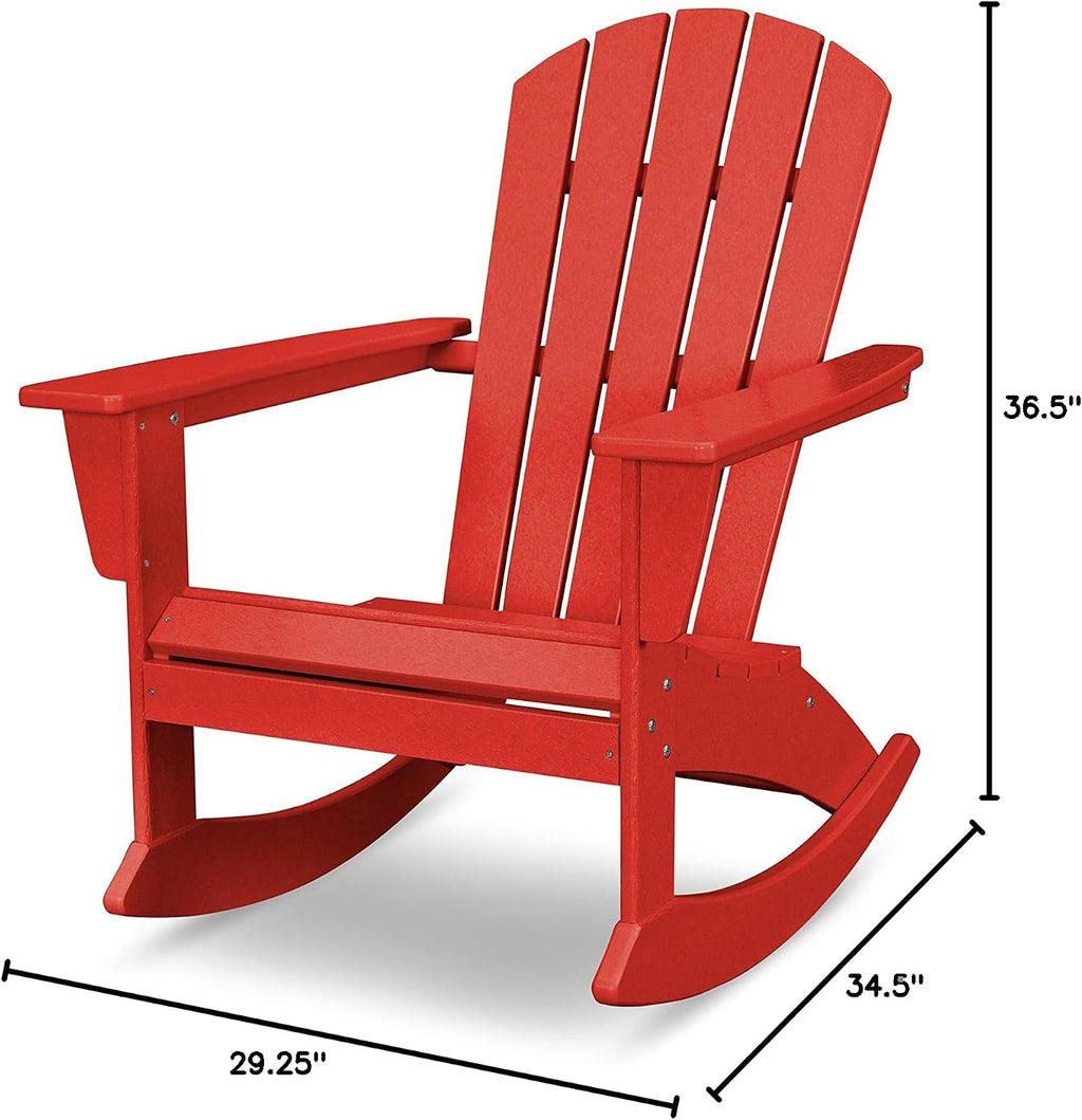 POLYWOOD® Nautical Adirondack Rocking Chair in Sunset Red