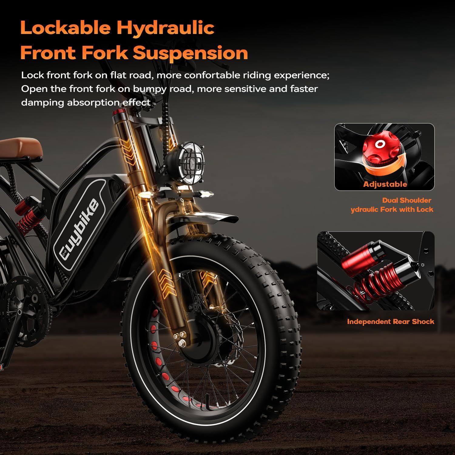 EUYBIKE Electric Bike for Adults, 2000W/3000W Peak Single/Double Motor with 48V/52V 25AH/30AH Battery, 20'x4.0' Fat Tires 35MPH/37MPH Ebike, Dual Hydraulic Disc Brake Full Suspension Electric Bicycle
