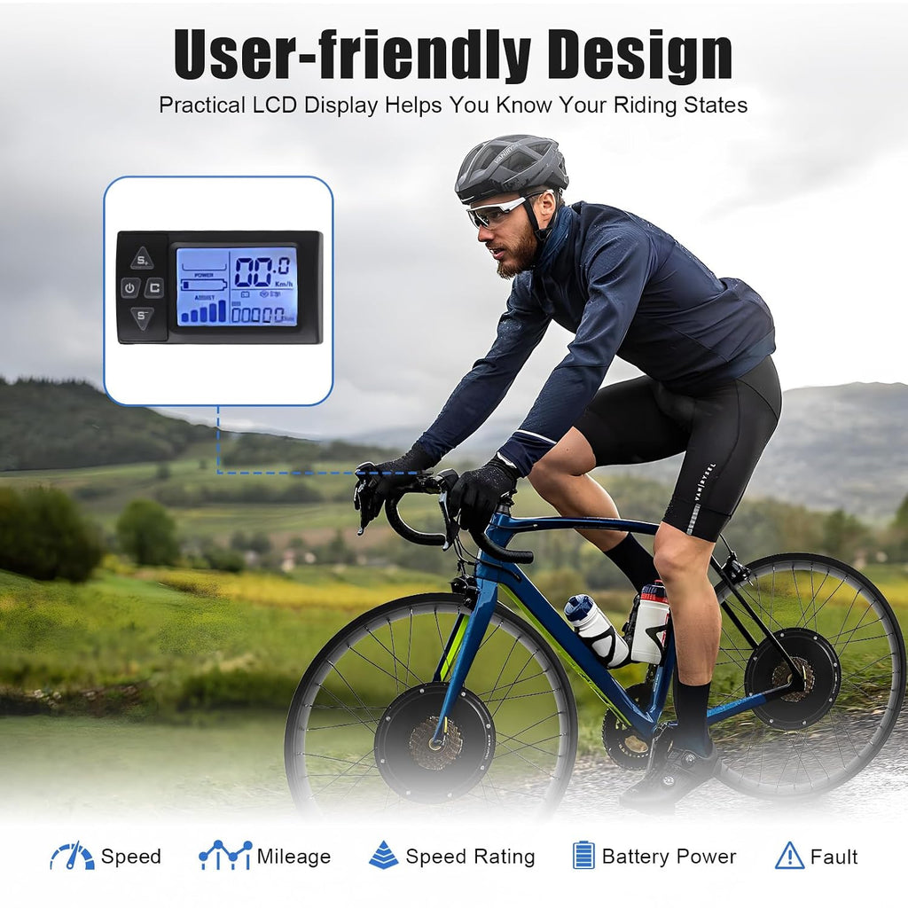 Electric Bike Conversion Kit, 48V 1500W 26' Rear Wheel E-Bike Hub Motor Kit Upgrade 3 Mode Controller w/PAS/LCD Display/Twist Throttle Ebike Bicycle Wheel Kit for Turn Pedal Bike into Ebike