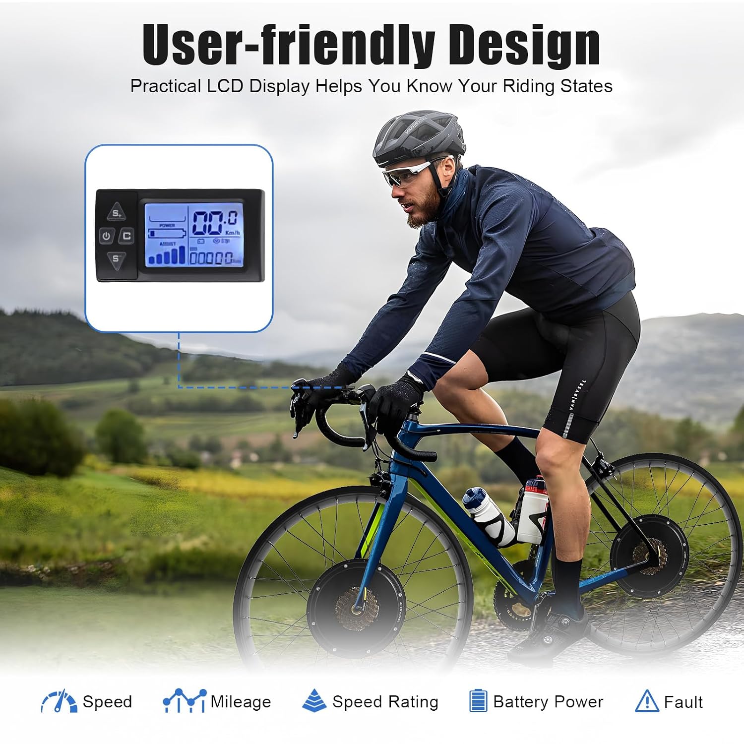 Electric Bike Conversion Kit, 48V 1500W 26' Rear Wheel E-Bike Hub Motor Kit Upgrade 3 Mode Controller w/PAS/LCD Display/Twist Throttle Ebike Bicycle Wheel Kit for Turn Pedal Bike into Ebike