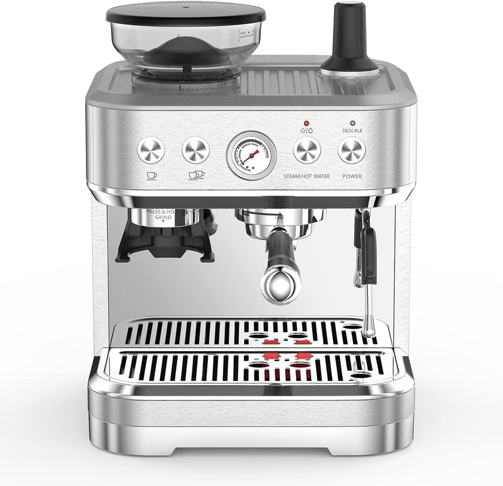 Garvee Espresso Machine with Milk Frother, All in One Cappuccino Latte Coffee Maker for Home Barista, Built-In Bean Grinder, 85 oz Removable Water Tank, Gifts for Dad Mom Coffee Lover