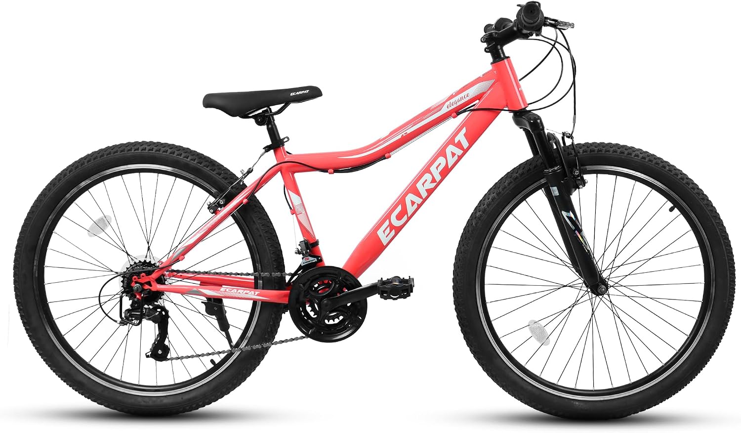 Ecarpat 24 26 Inch Mountain Bike for Girls, 21 Speeds Steel Frame Girls Bike, Front Suspension Teens Sport Bicycle for School Short Trip Camping, Summer Gift for Girls, Pink Purple White Options