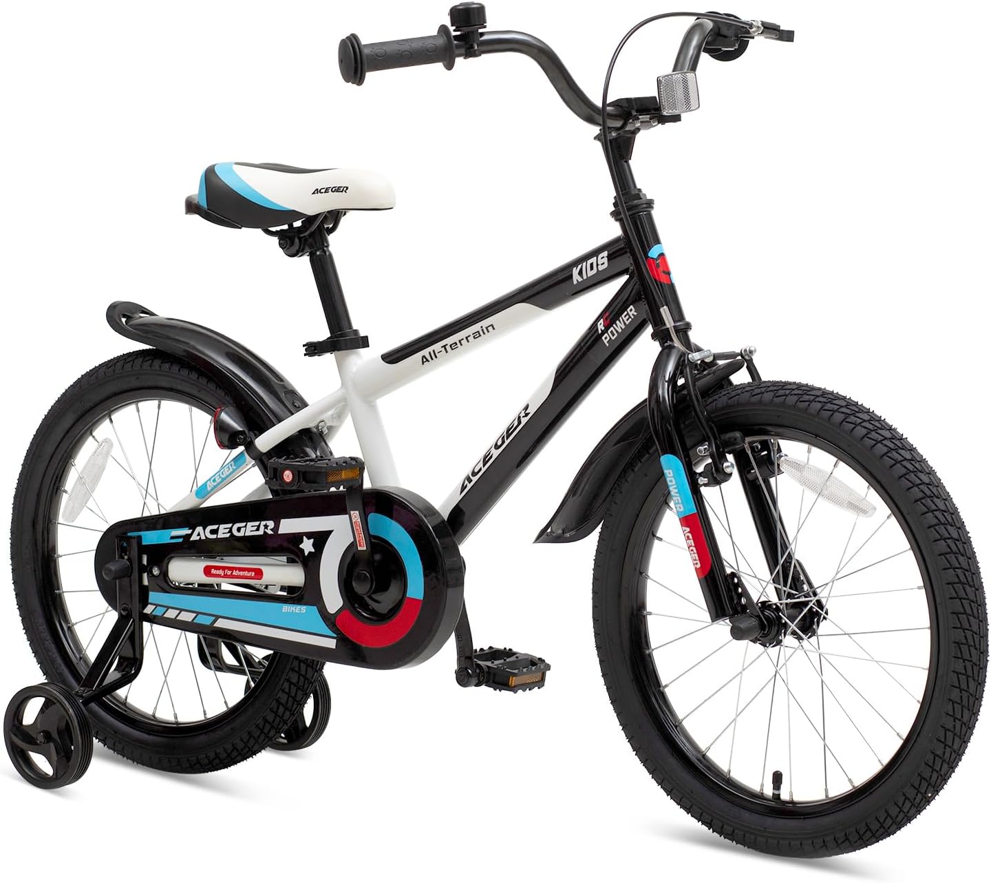 ACEGER Simon Kids Bike for Boys Girls Toddlers, Unisex for Aged 3-13 Years, 12 14 16 18 Inch Children Bicycle with Training Wheels, 20 Inch Bike with Kickstand