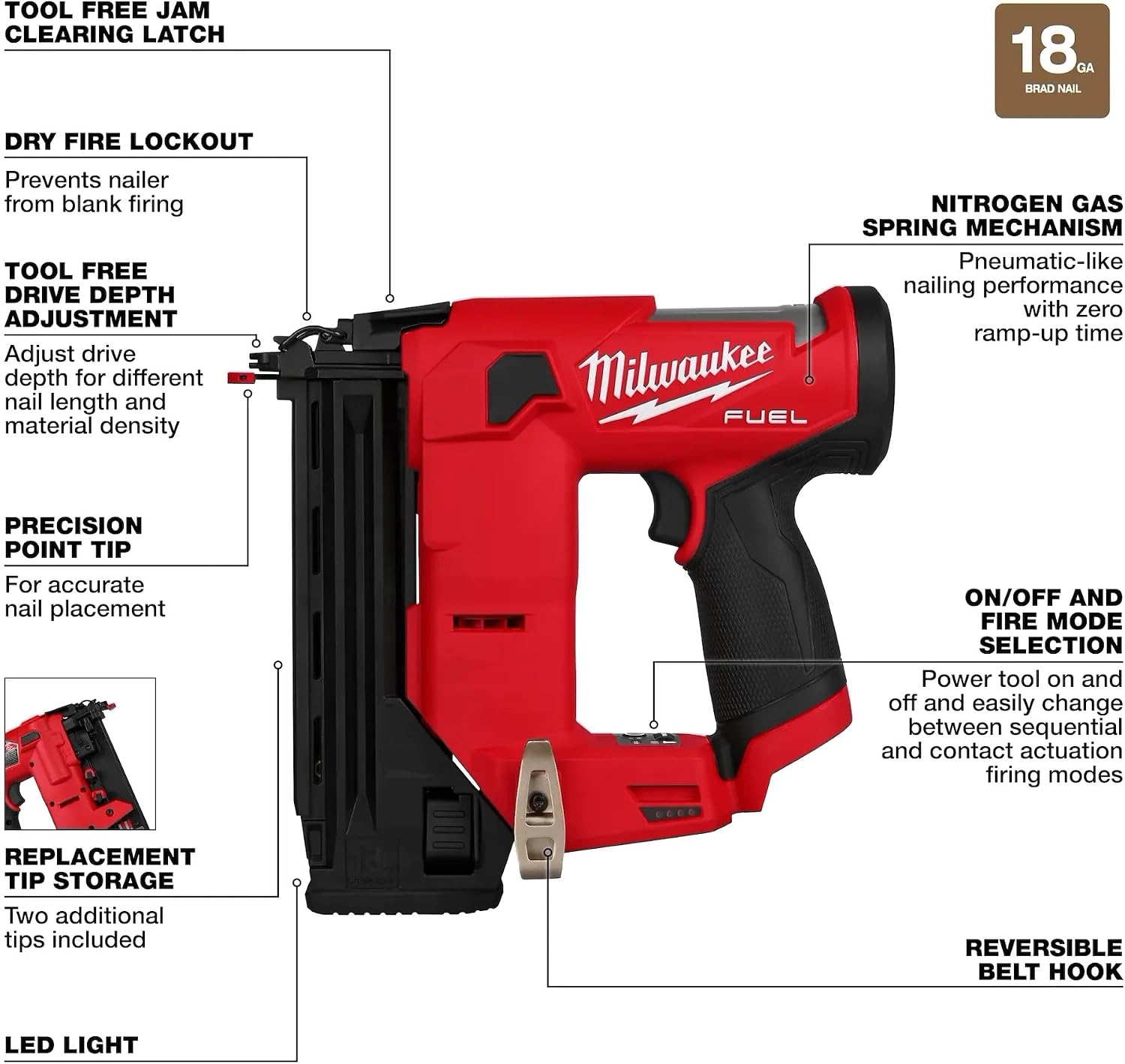 Milwaukee Electric - M12 Fuel 18 Gauge Compact Brad Nailer