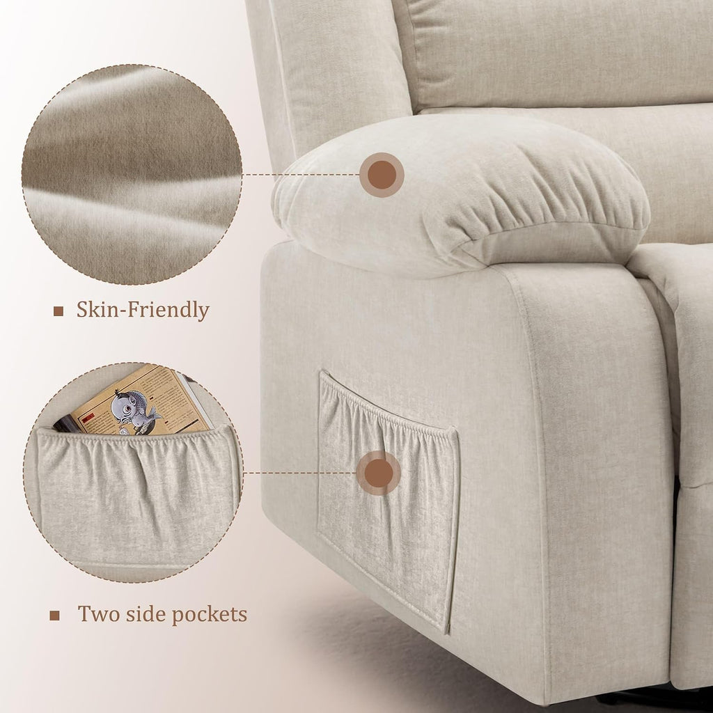 Korser Rocker Recliner Chairs for Adults, Oversized Recliner with Massage and Heating Function, 360° Swivel Nursery Rocking Chairs, Extra Wide Recliner Chair for Bedroom and Living Room