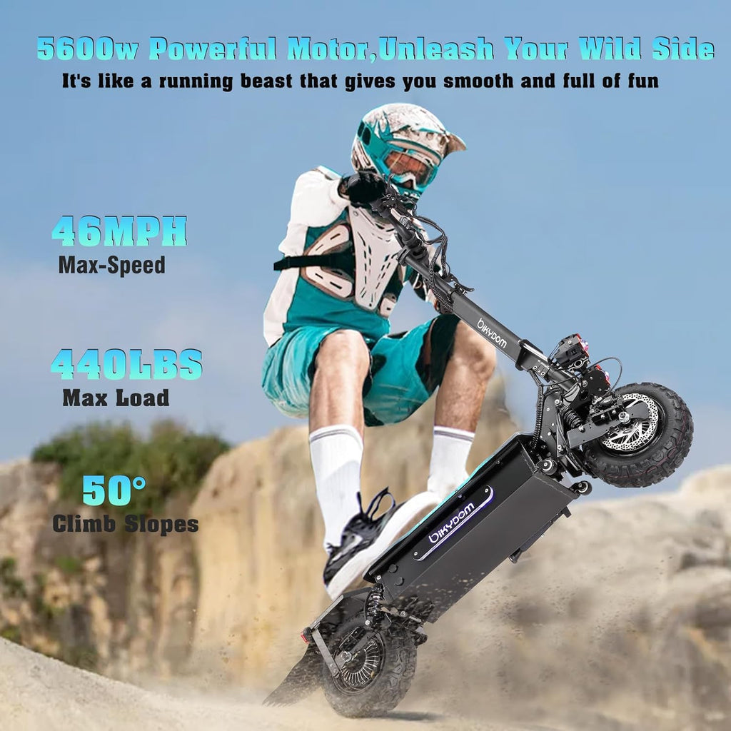 Electric Scooter for Adults, 5600W/1500W/1200W/800W Motor Fast Electric Scooter, 46/40/35 MPH Top Speed, 27Ah/20.8Ah/15.6Ah Battery, 10/11' Off Road Tire Foldable E-Scooter for Commuter Outdoor campus