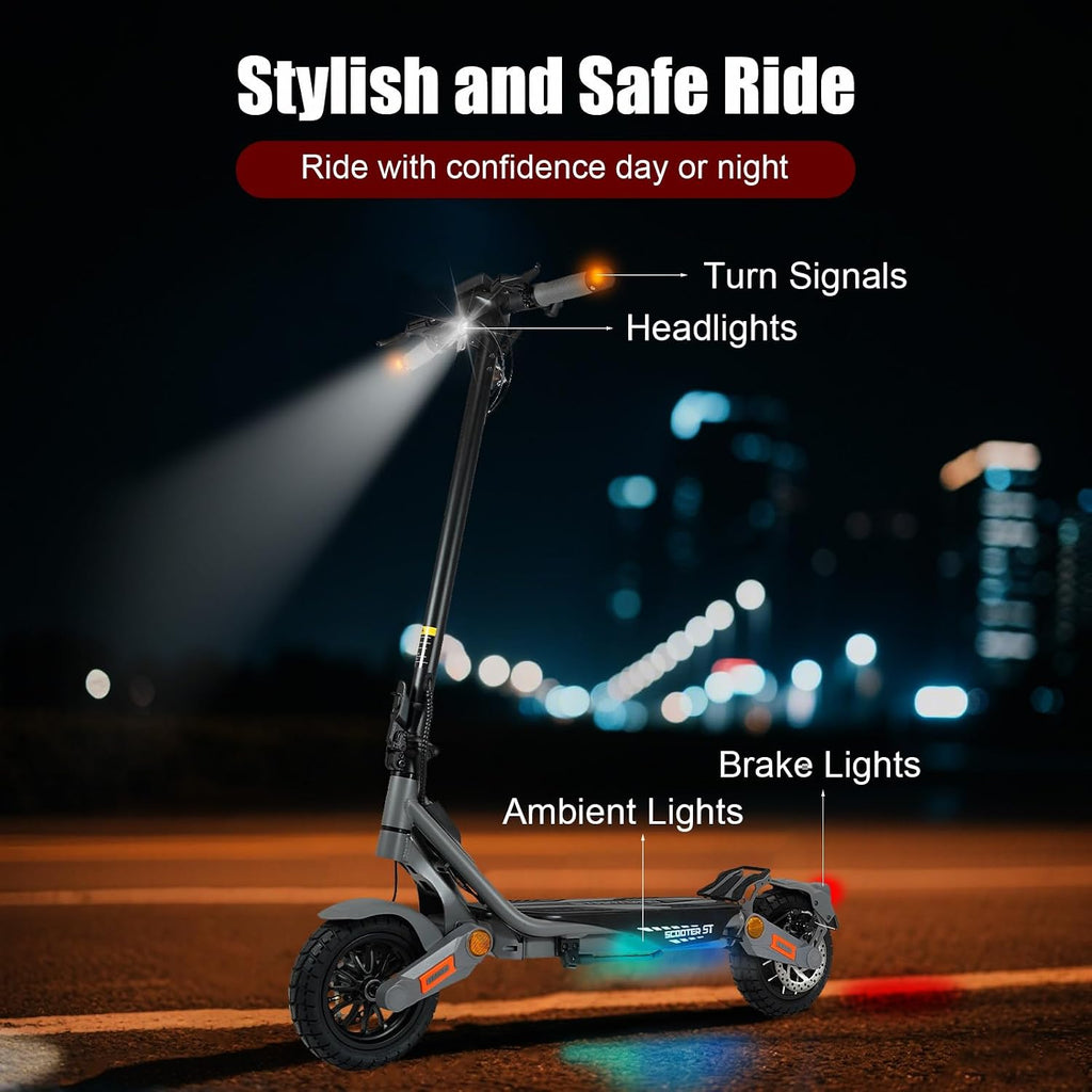 Fast Electric Scooter Adults, 1200W/5600W Off Road E Scooter, 35/50 Miles Long Range, 35/50 MPH Top Speed, 10/11' Tires, Foldable Kick Scooter for Adults and Teens with Dual Suspension