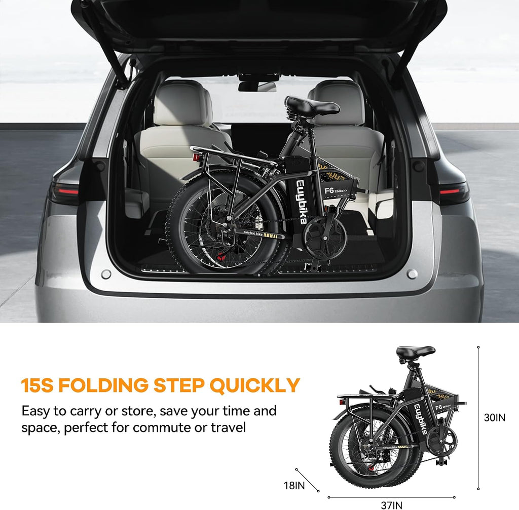 1000W Folding Electric Bike,48V 20AH Removable Battery E Bike,80 Miles Max Range Electric Bike for Adults,20' Fat Tire Foldable ebike,Adult Electric Bicycle for Commute Beach Snow