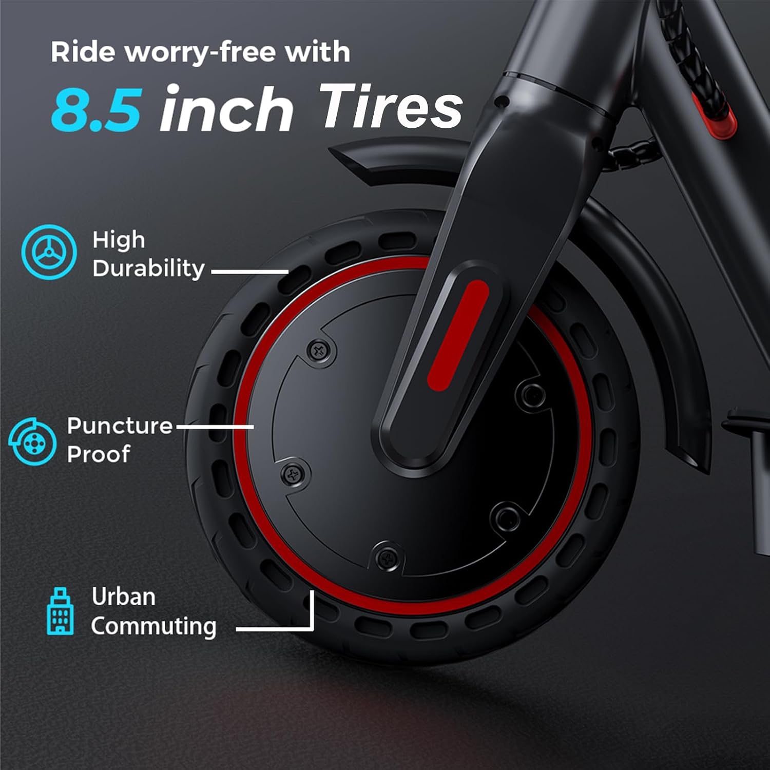 Electric Scooter, 23 Miles, 22 MPH Top Speed Electric Scooter for Adults, 500W Powerful Motor,10'/8.5' Pneumatic Tires Commuting Scooter, Foldable Escooter for Commuting & Campus Use