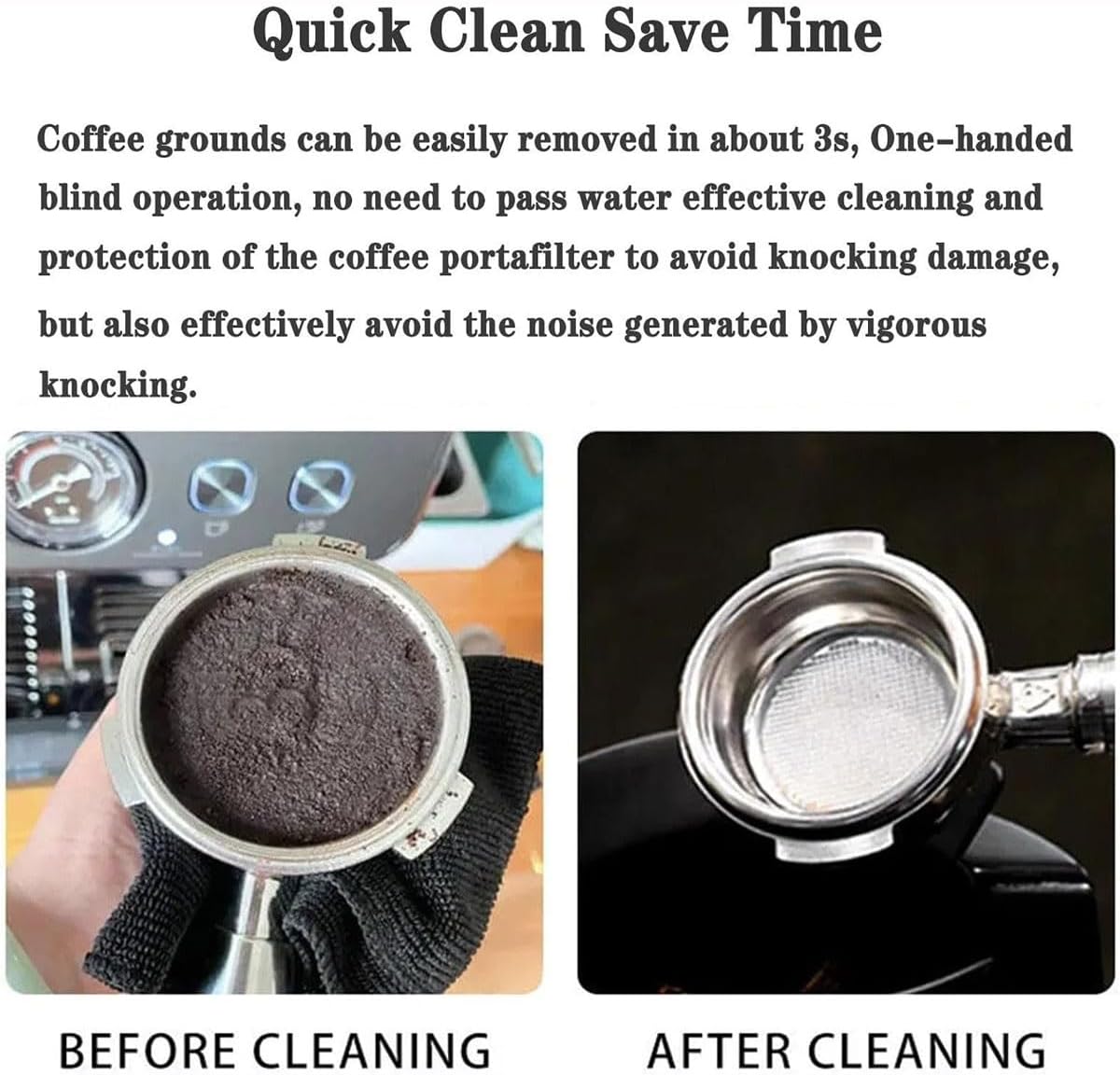 Electric Portafilter Cleaning Machine, Automatic Coffee Grounds Cleaning Machine with 3 Scrapers & 1 Brush Head