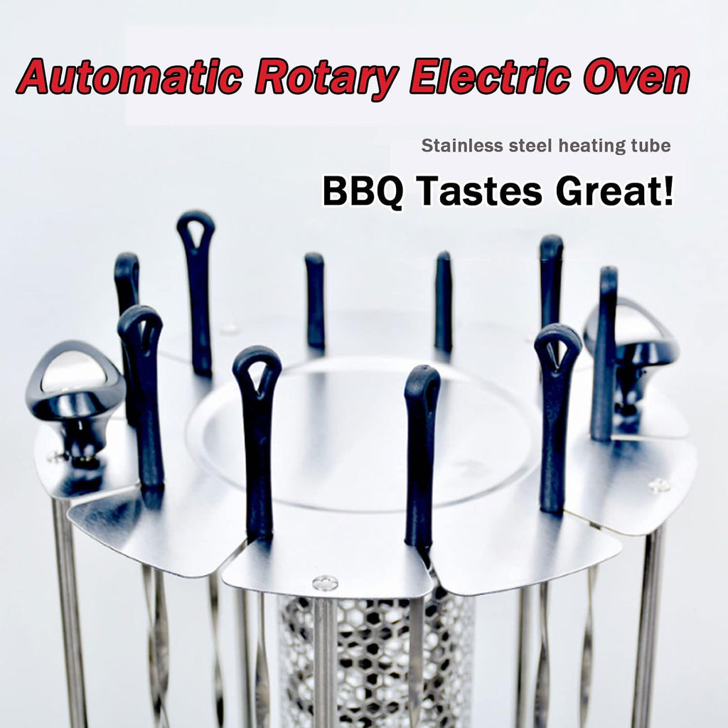 Electric BBQ Smokeless Grill Indoor - Vertical Barbecue Grill, Includes Skewers, Machine Rotisserie Grill for Home- Broiling Meat Layers, Shashlik, Gyros, Sausages, Poultry