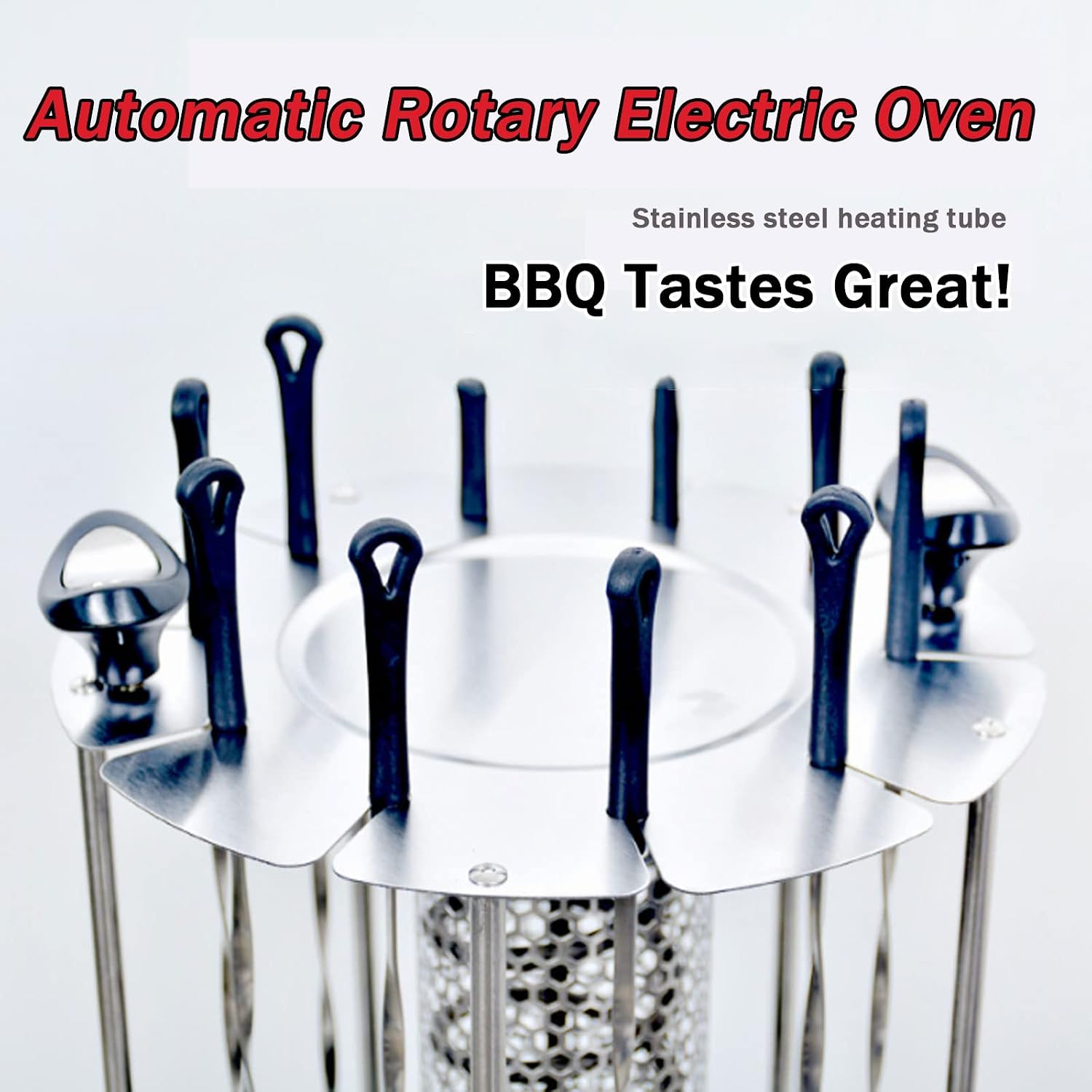 Electric BBQ Smokeless Grill Indoor - Vertical Barbecue Grill, Includes Skewers, Machine Rotisserie Grill for Home- Broiling Meat Layers, Shashlik, Gyros, Sausages, Poultry