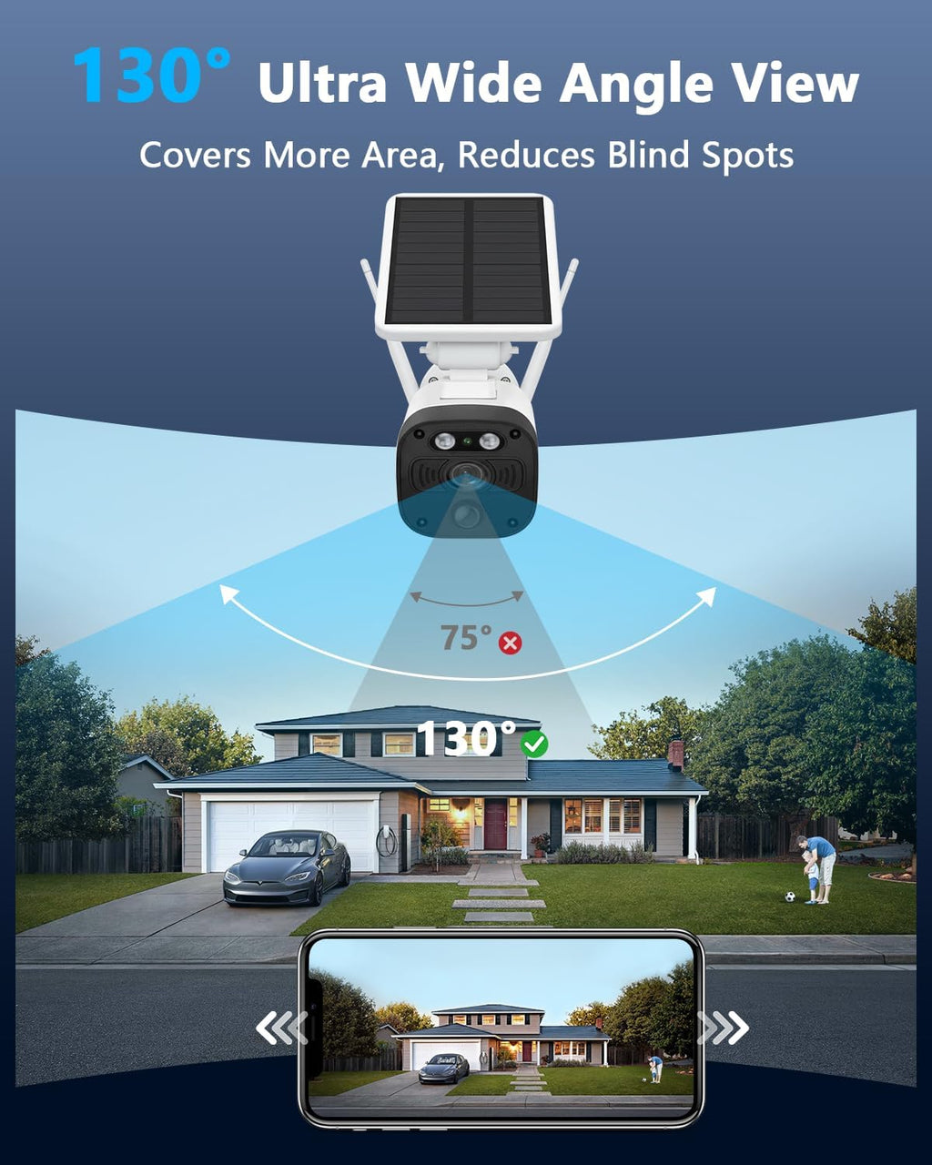 OOSSXX (2026 New) Solar Wireless Security Camera System, 4MP 3-Cam Kit with 4CH NVR, 2.4/5.8GHz Dual WiFi, 55% Longer Range Dual Antennas, 130° Wide Angle, No Fee App, IP65