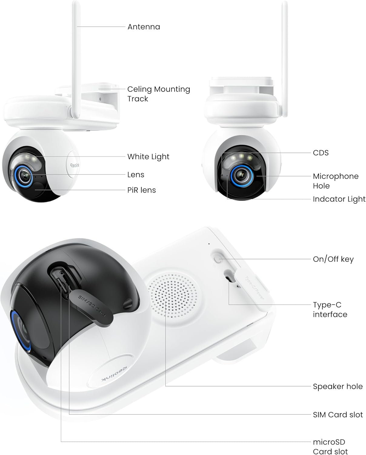 REOLINK 360° PT LTE 2K Solar Cellular Security Camera Wireless Outdoor Altas Go PT, 6-Month Battery Life for 4G Home Security, ColorX Night Vision, Smart AI Detection & Auto Tacking, 12W Solar Panel