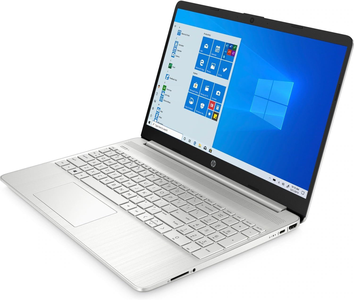 HP Laptop 15.6 Inch Full HD Intel Core i3 8GB DDR4 RAM 256GB SSD Numeric Keypad Keyboard Fingerprint Reader 720p Camera SD Card Reader Windows 11 Home S, 15-dy2131wm Natural Silver Notebook (Renewed)